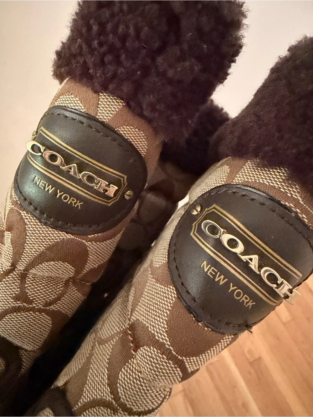Coach Signature Brown Monogram Canvas Boots - Picture 4 of 6